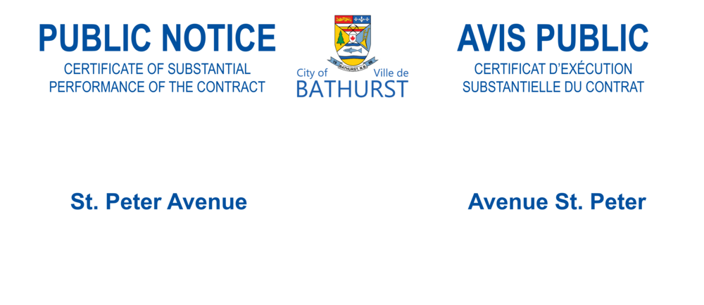 CERTIFICATE OF SUBSTANTIAL PERFORMANCE OF THE CONTRACT - T004-22 St. Peter Avenue Upgrading