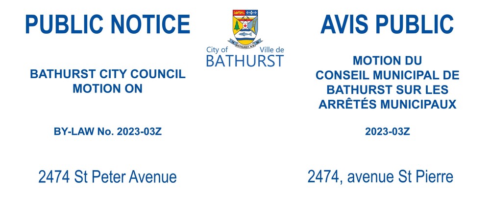 Public notice — 2474 St Peter Avenue — By-Law No. 2023-03Z