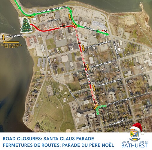 Parade du Père Noël : Fermetures de routes